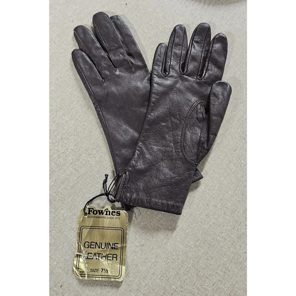 Fownes Vintage Genuine Leather Brown Gloves women’s size 7.5 New Butter Soft